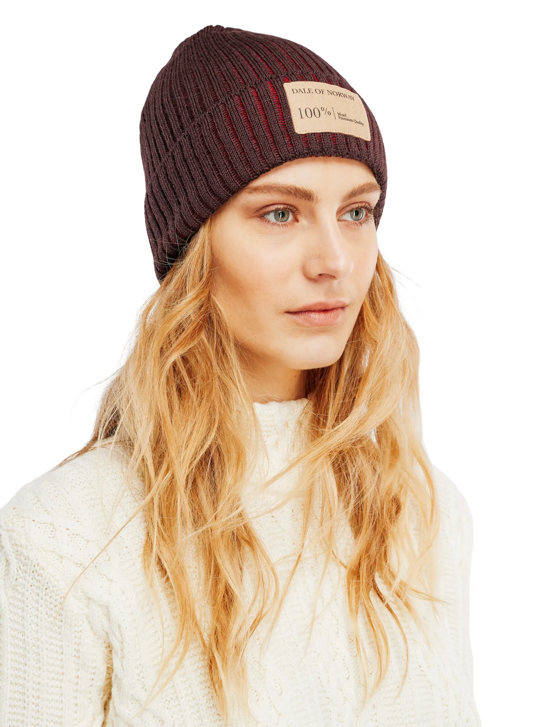 Dale of Norway Hats^Alvoy Hat - Norwegian Wool Aubergine Redrose