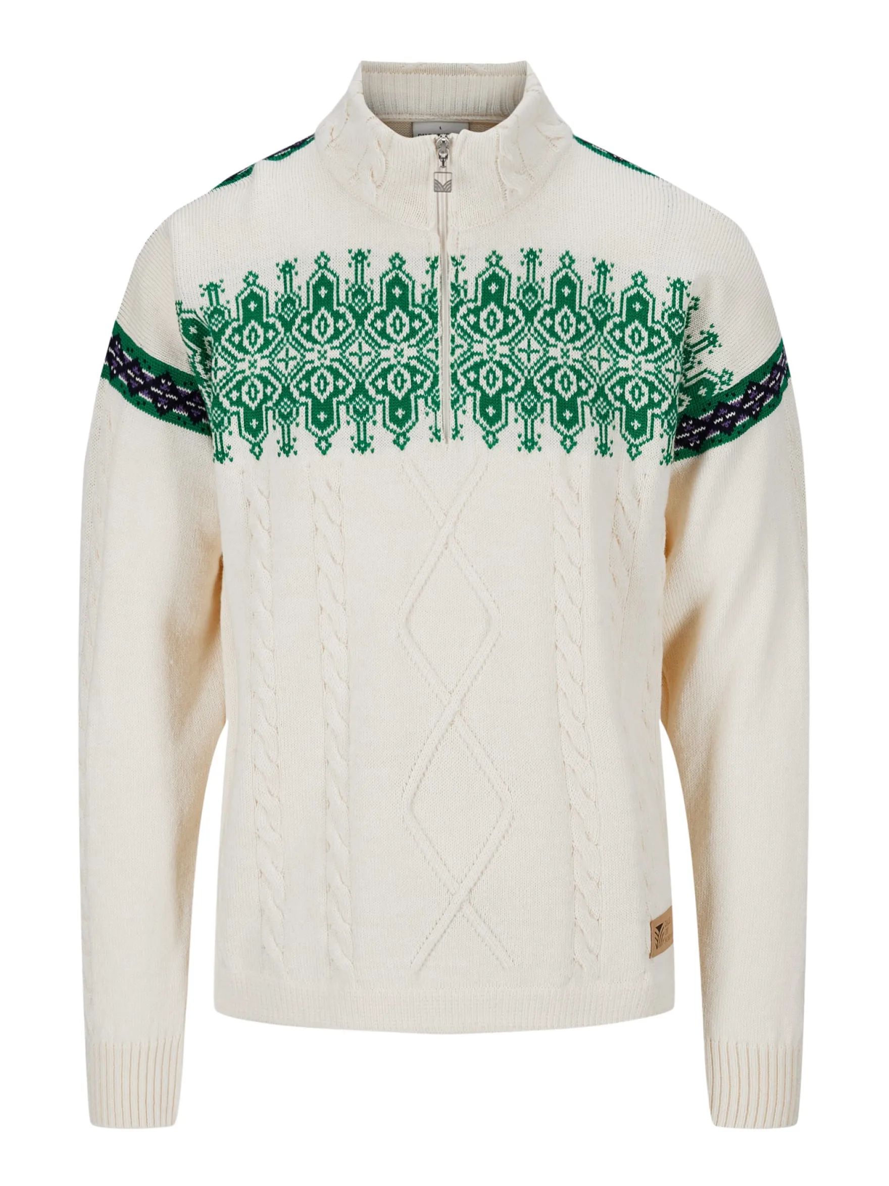 Dale of Norway Half-Zip^Aspoy Men's Lightweight Wool Sweater Offwhite Brightgreen Purple