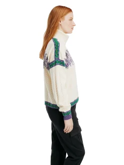Dale of Norway Turtle-Neck^Aspoy Women's Lightweight Wool Sweater Offwhite Darkpurple Navy
