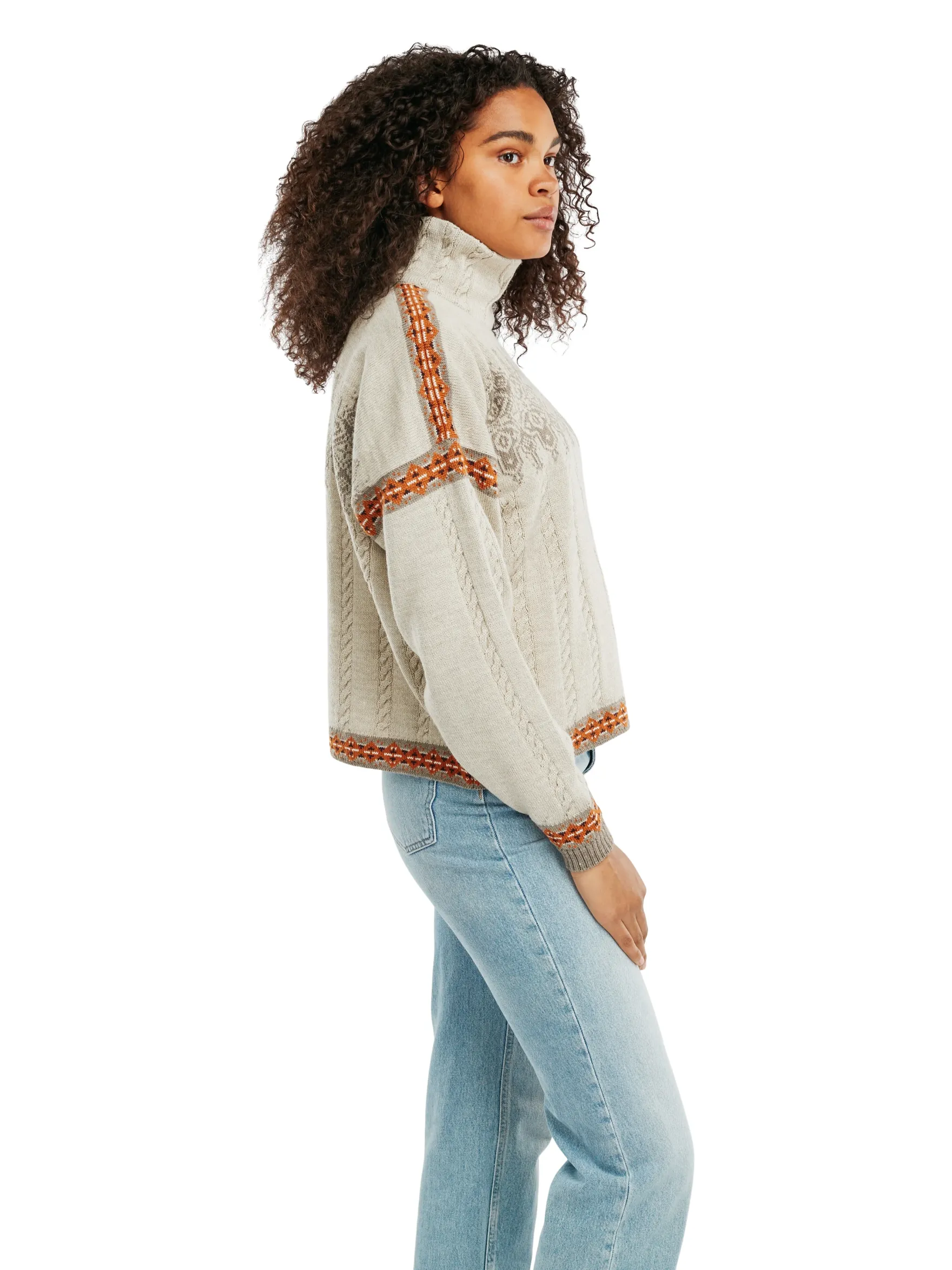 Dale of Norway Turtle-Neck^Aspoy Women's Lightweight Wool Sweater Sand Copper Mountainstone