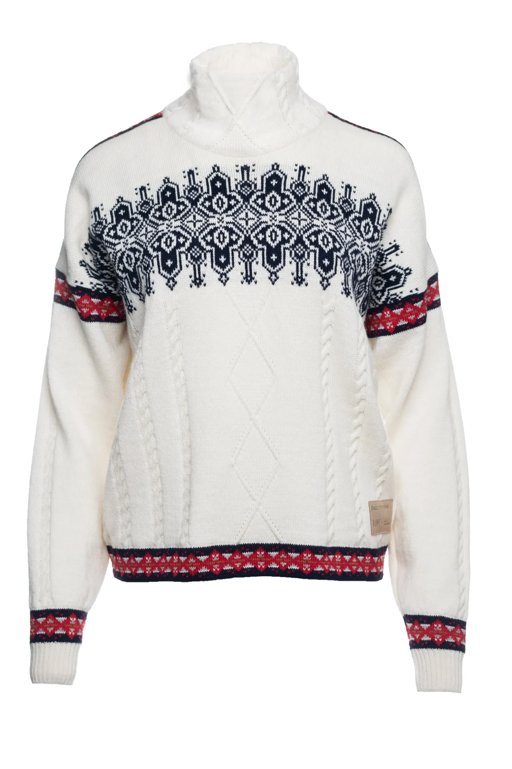 Dale of Norway Turtle-Neck^Aspoy Women's Lightweight Wool Sweater Offwhite Raspberry Navy