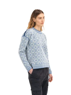 Dale of Norway Round Neck^Bjoroy Women's Sweater - Norwegian Wool Blueshadow Offwhite