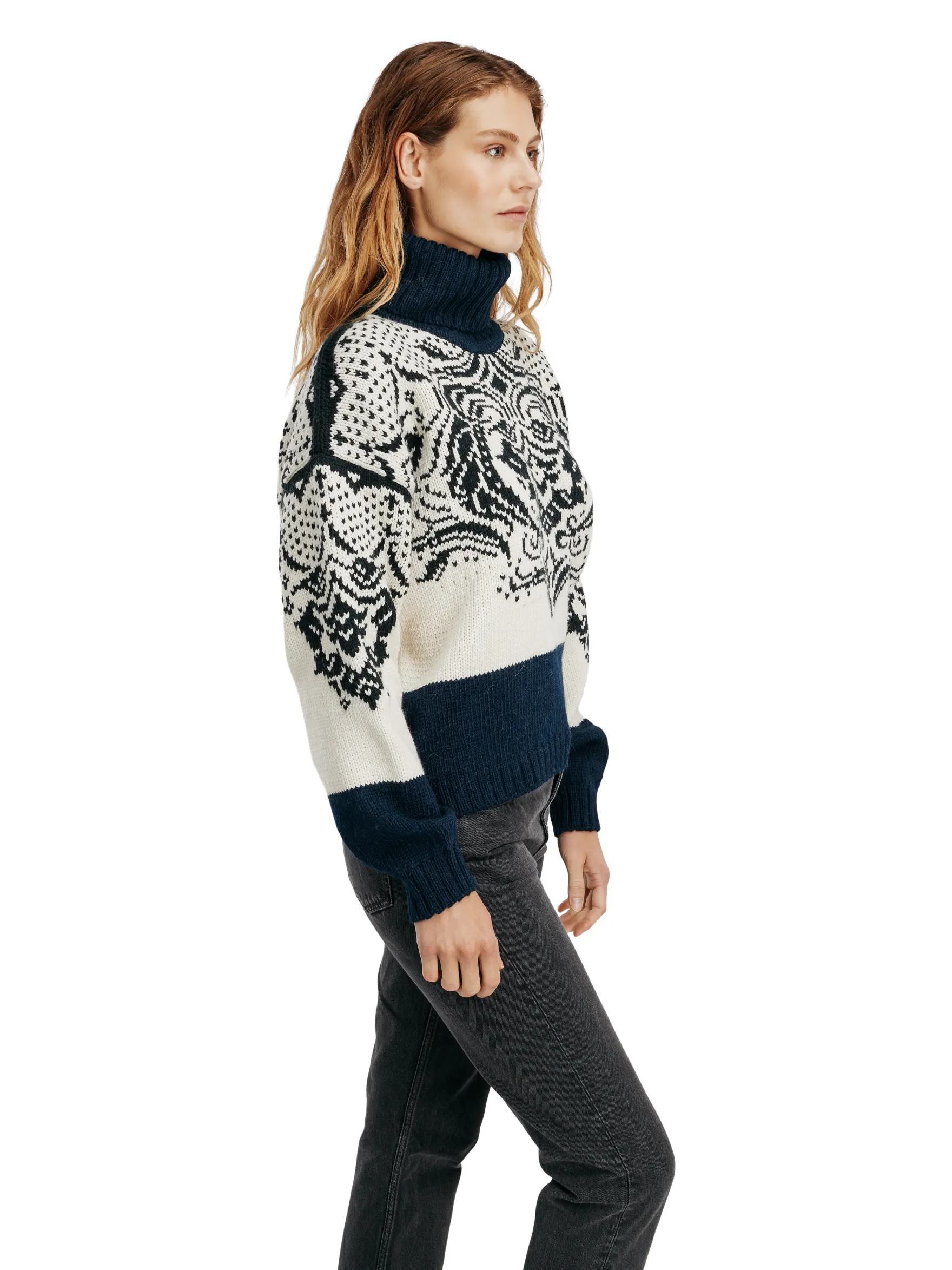 Dale of Norway Turtle-Neck^Blomdalen Women's Sweater Offwhite Black Navy