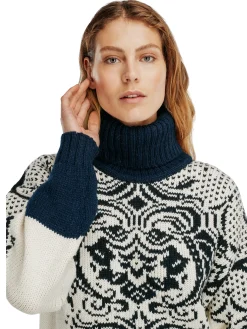 Dale of Norway Turtle-Neck^Blomdalen Women's Sweater Offwhite Black Navy