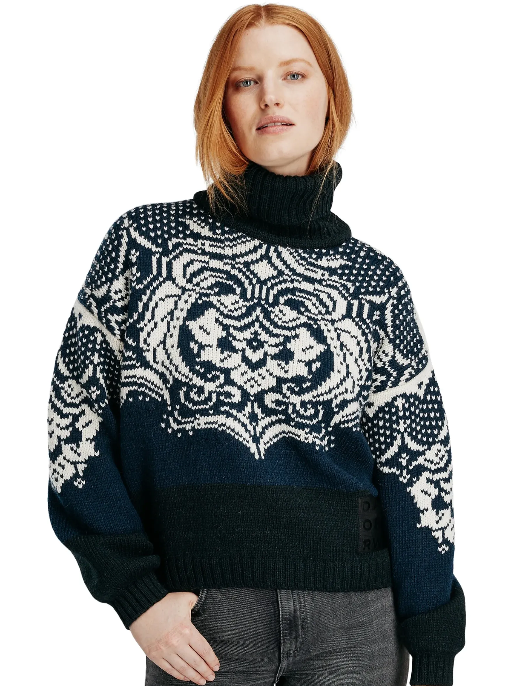 Dale of Norway Turtle-Neck^Blomdalen Women's Sweater Blue Offwhite Black