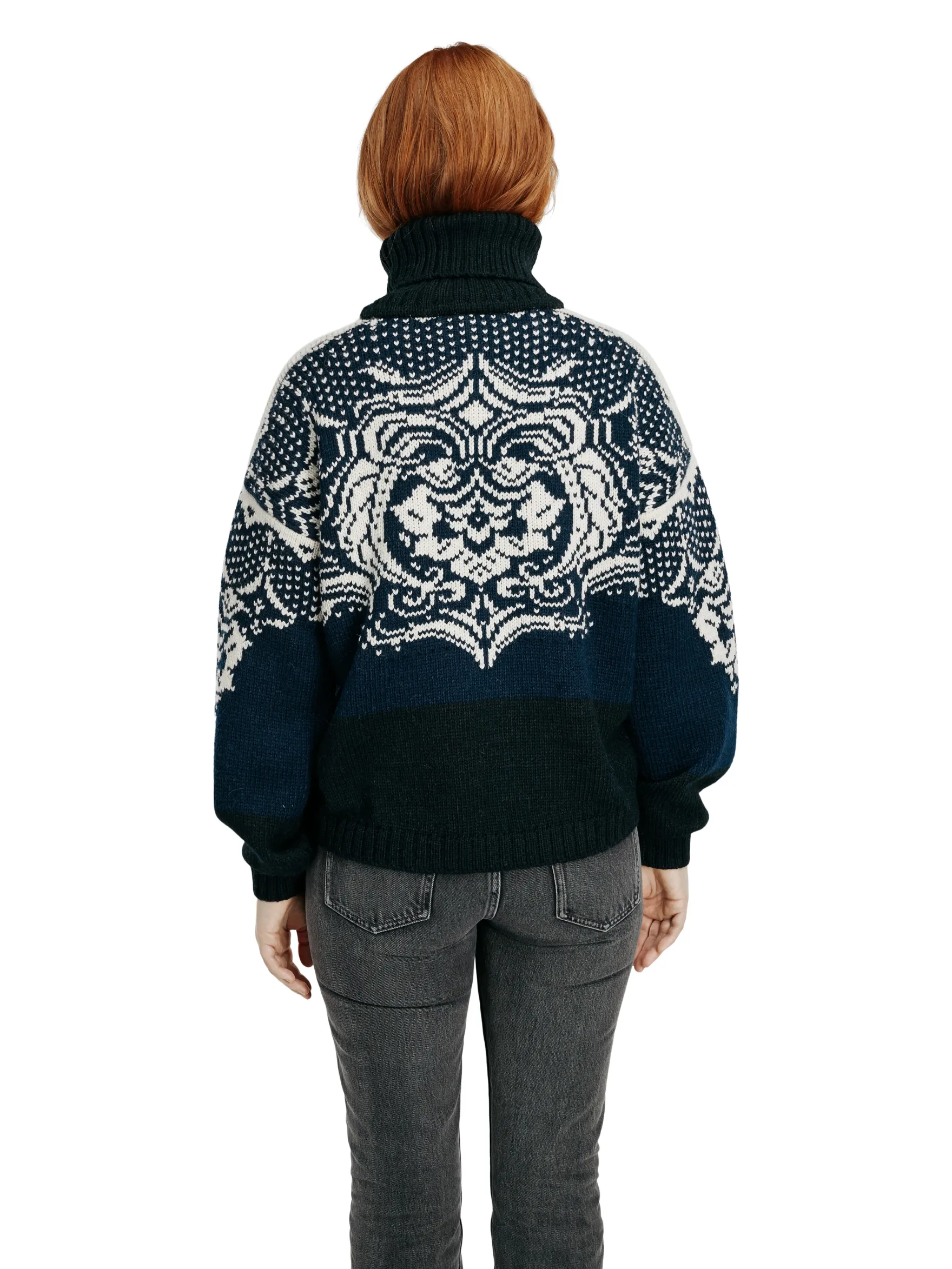 Dale of Norway Turtle-Neck^Blomdalen Women's Sweater Blue Offwhite Black