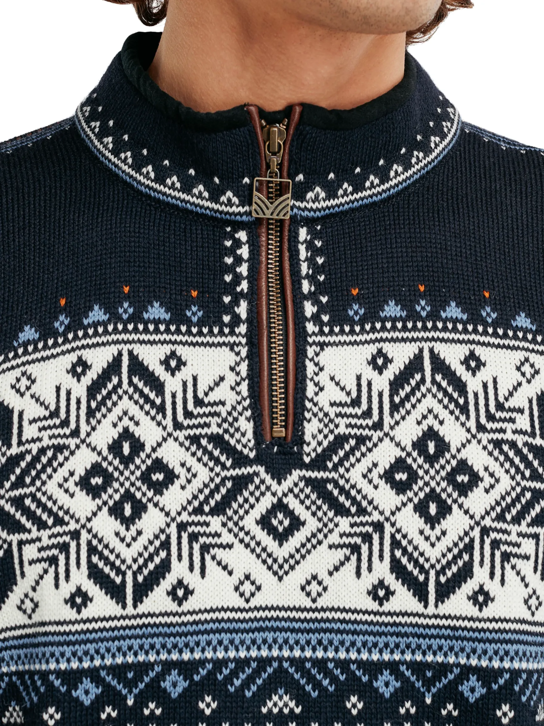 Dale of Norway Half-Zip^Blyfjell Men's Knit Sweater Midnavy Blushad Offwhite Coppe