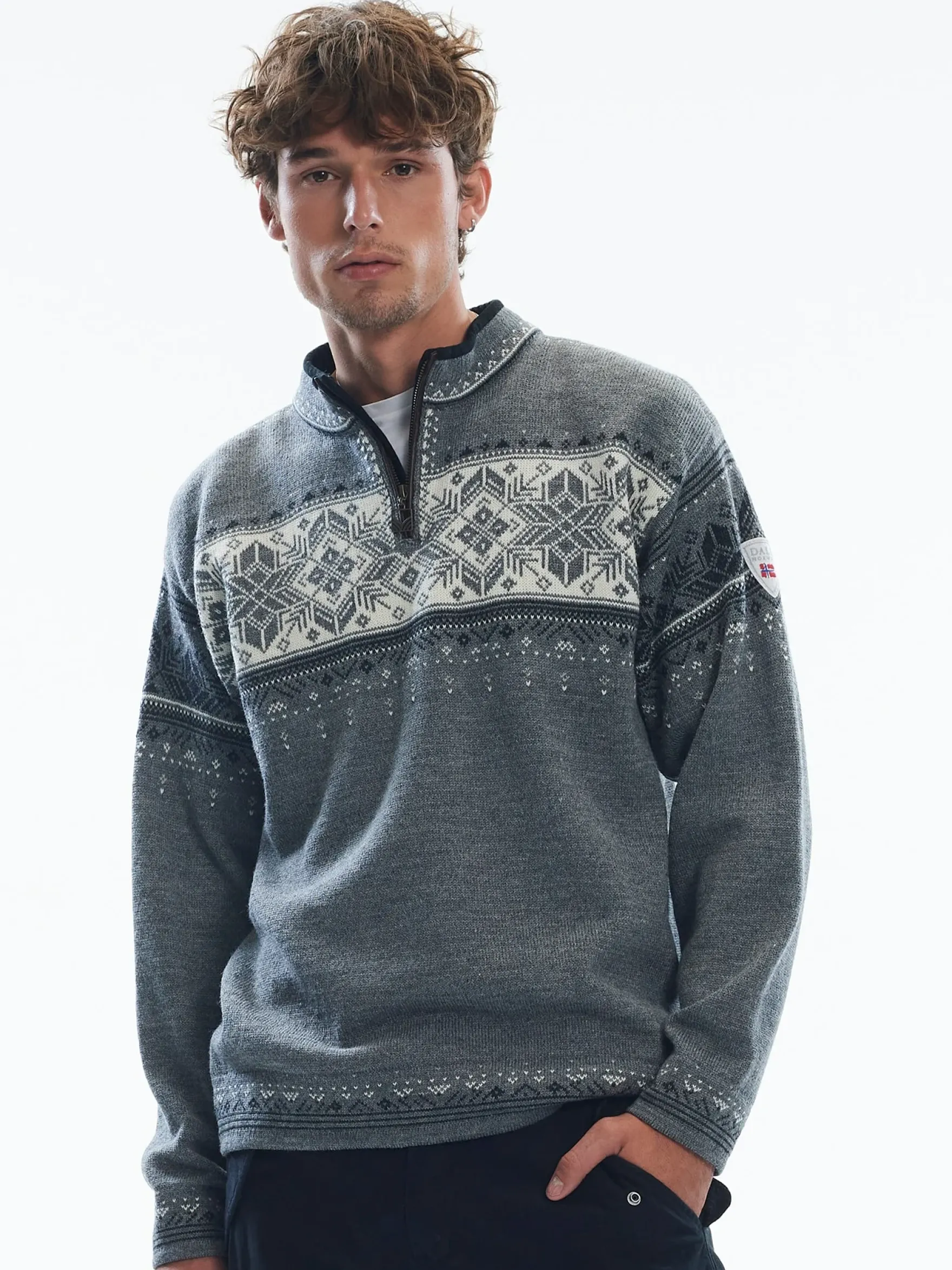 Dale of Norway Half-Zip^Blyfjell Men's Knit Sweater Smoke Drkcharc Offwhite Lgtcha
