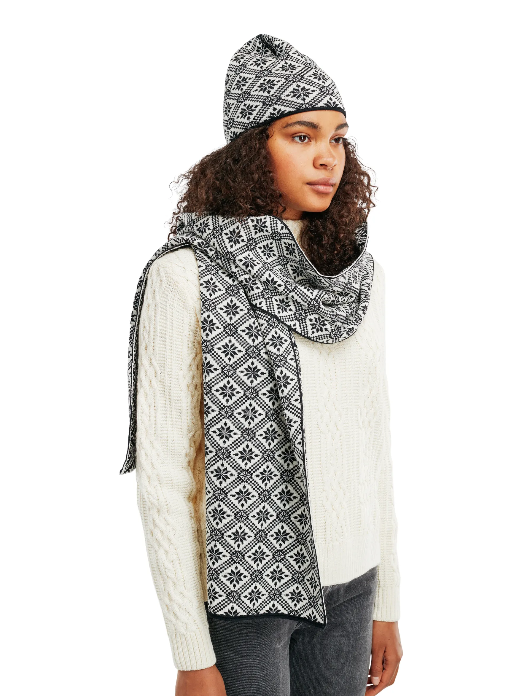Dale of Norway Scarves^Christiania Women's Scarf - Merino Wool Black Off White