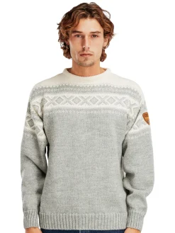 Dale of Norway Round Neck^Cortina 1956 Unisex Sweater - Norwegian Wool Light Charcoal Mel Off-White