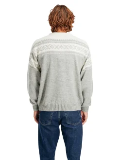 Dale of Norway Round Neck^Cortina 1956 Unisex Sweater - Norwegian Wool Light Charcoal Mel Off-White