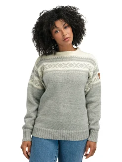 Dale of Norway Round Neck^Cortina 1956 Unisex Sweater - Norwegian Wool Light Charcoal Mel Off-White