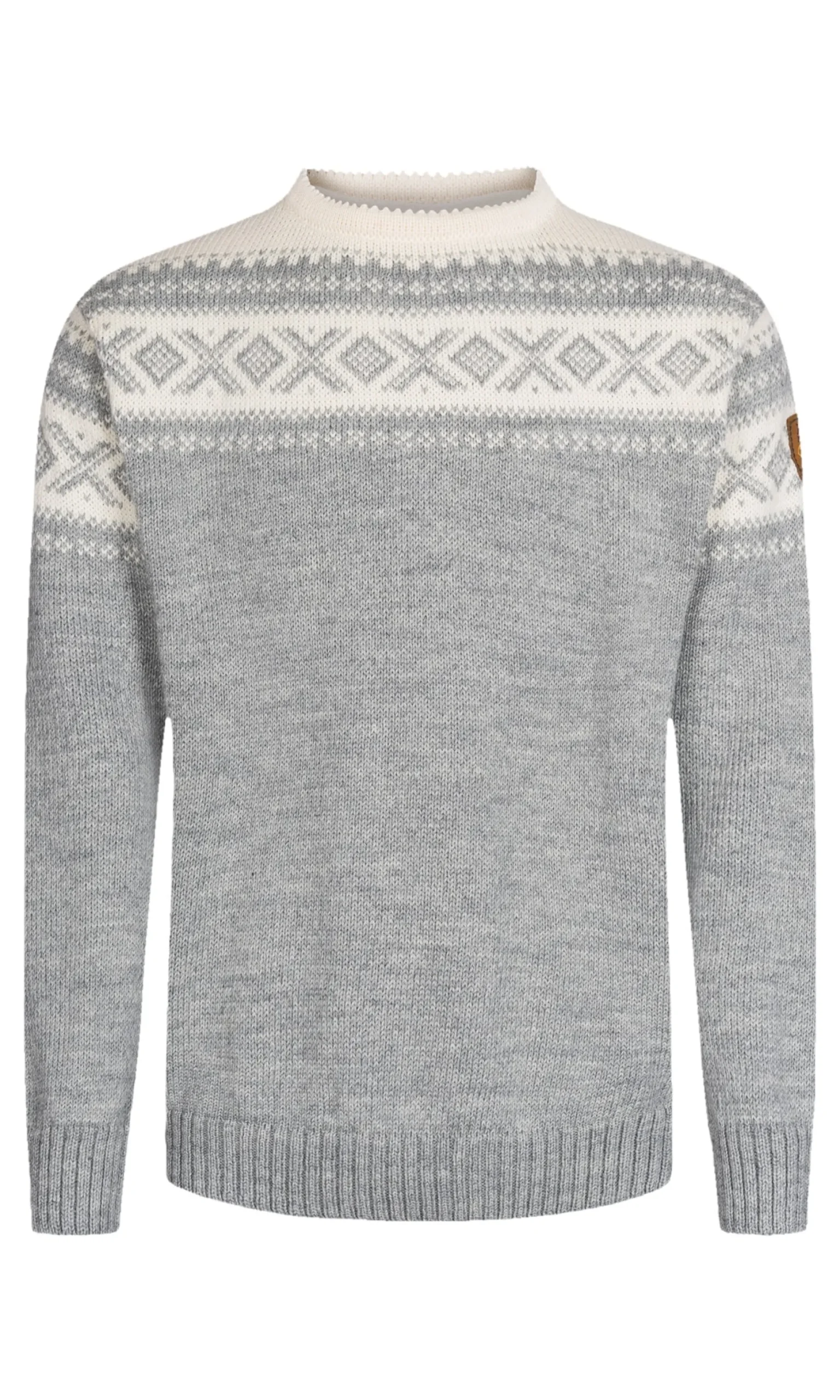 Dale of Norway Round Neck^Cortina 1956 Unisex Sweater - Norwegian Wool Light Charcoal Mel Off-White