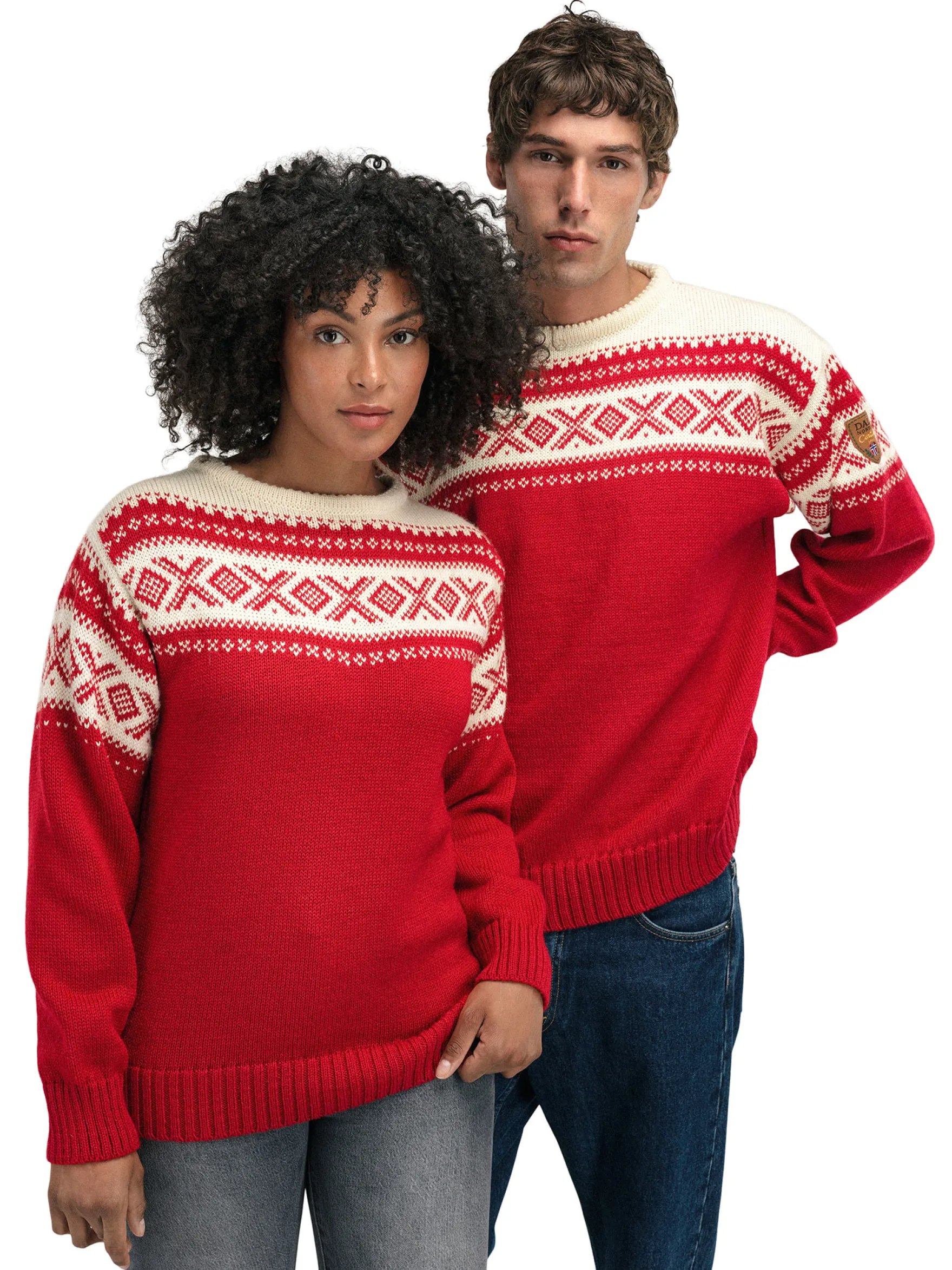 Dale of Norway Round Neck^Cortina 1956 Unisex Sweater - Norwegian Wool Raspberry Off-White