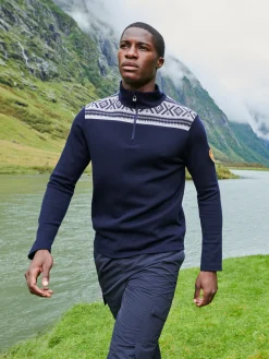 Dale of Norway Next-To-Skin^Cortina Basic Men's Sweater - Superfine Merino Navy Offwhite