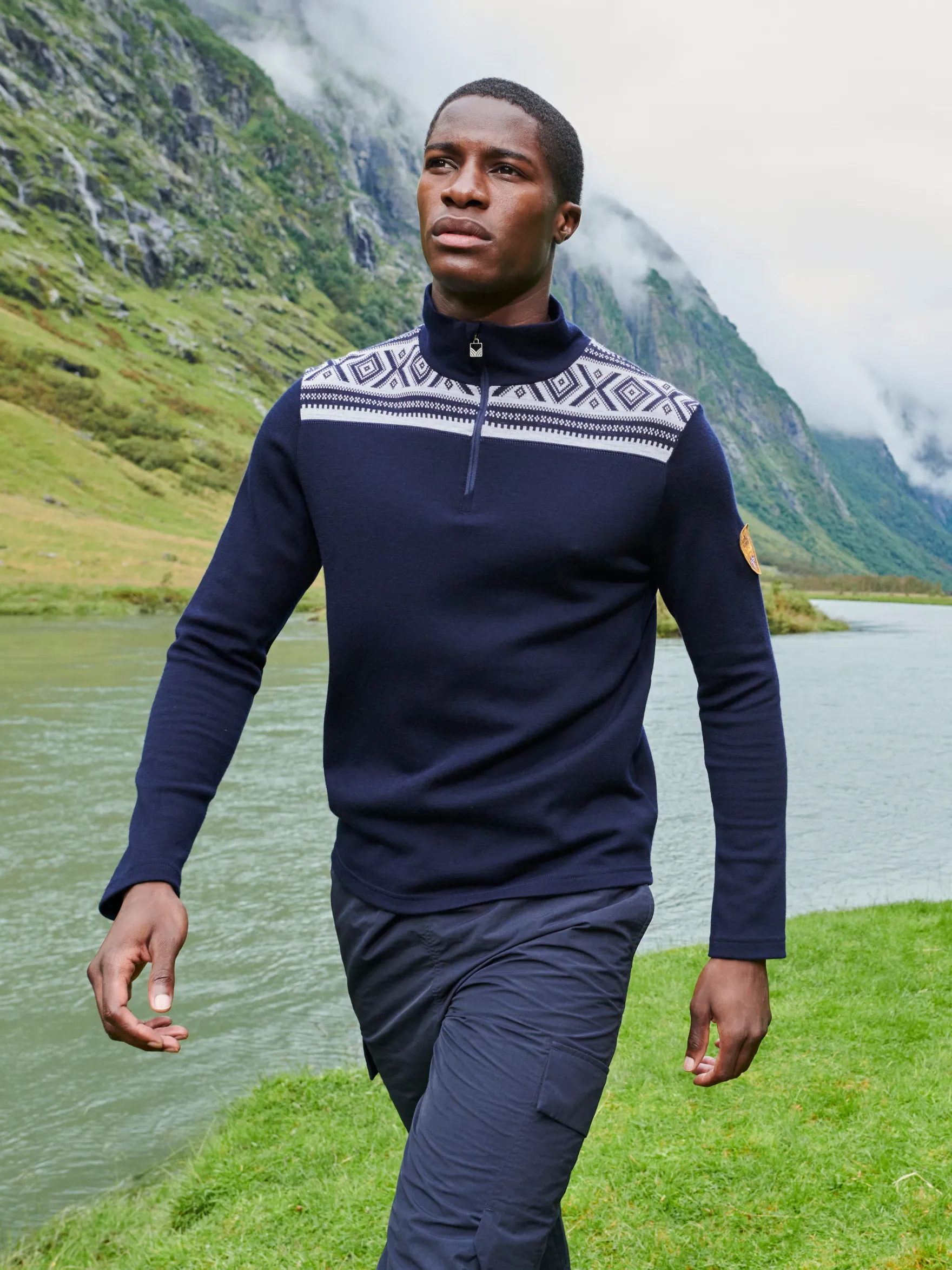 Dale of Norway Next-To-Skin^Cortina Basic Men's Sweater - Superfine Merino Navy Offwhite