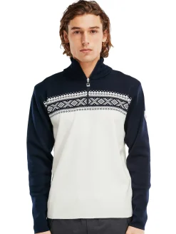 Dale of Norway Half-Zip^Dalestolen Men's Merino Wool Sweater Offwhite Navy