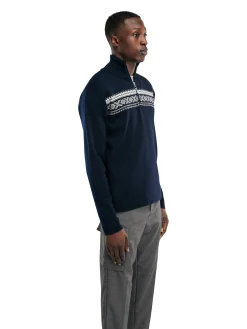 Dale of Norway Half-Zip^Dalestolen Men's Merino Wool Sweater Navy Offwhite