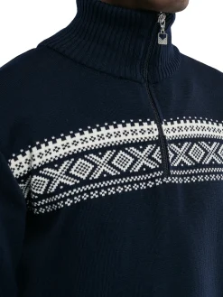 Dale of Norway Half-Zip^Dalestolen Men's Merino Wool Sweater Navy Offwhite