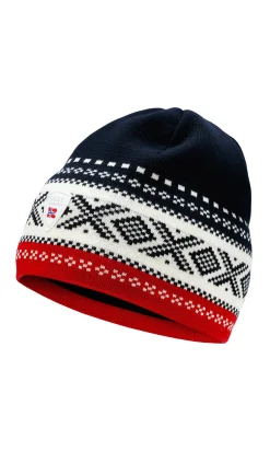 Dale of Norway Hats^Dystingen Unisex Merino Wool Hat Navy Offwhite Raspberry