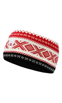 Dale of Norway Headbands^Dystingen Unisex Merino Wool Headband Raspberry Offwhite Black