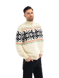 Dale of Norway Half-Zip^Falkeberg Men's Sweater Offwhite Black Green Orange