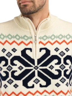 Dale of Norway Half-Zip^Falkeberg Men's Sweater Offwhite Black Green Orange
