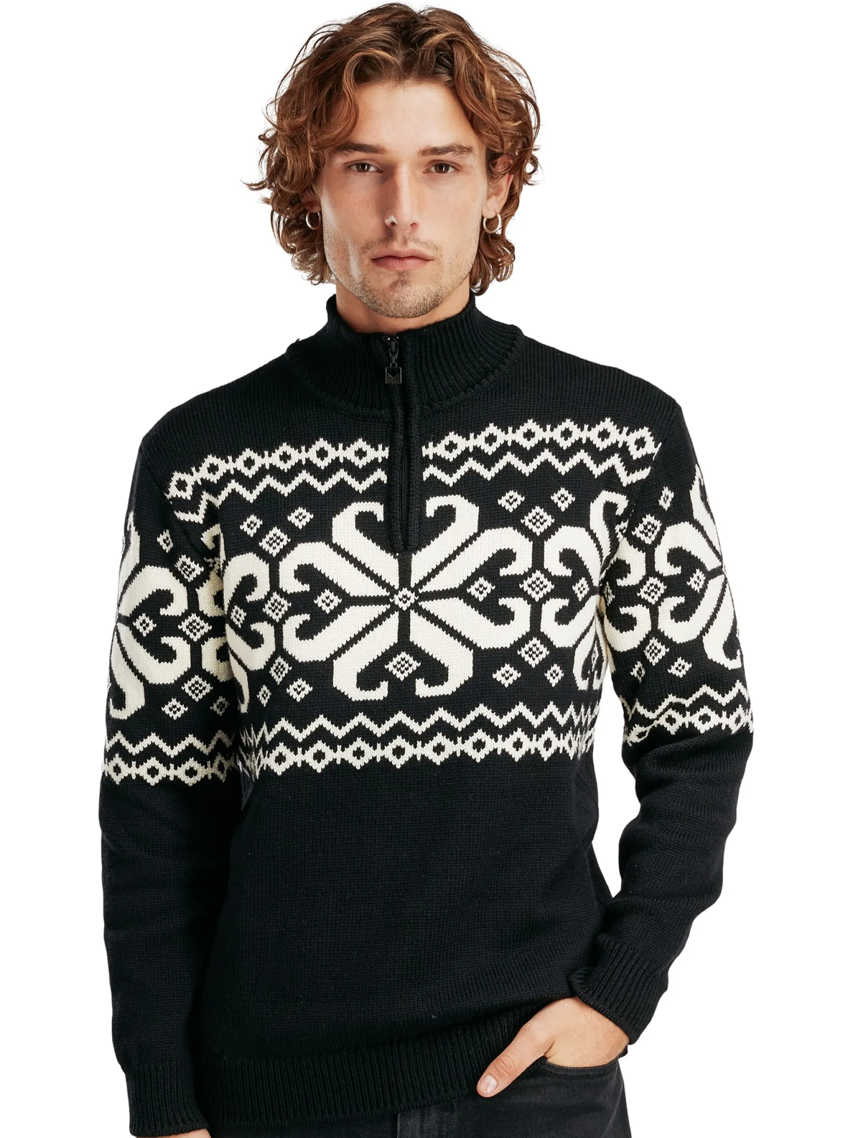 Dale of Norway Half-Zip^Falkeberg Men's Sweater Black Offwhite