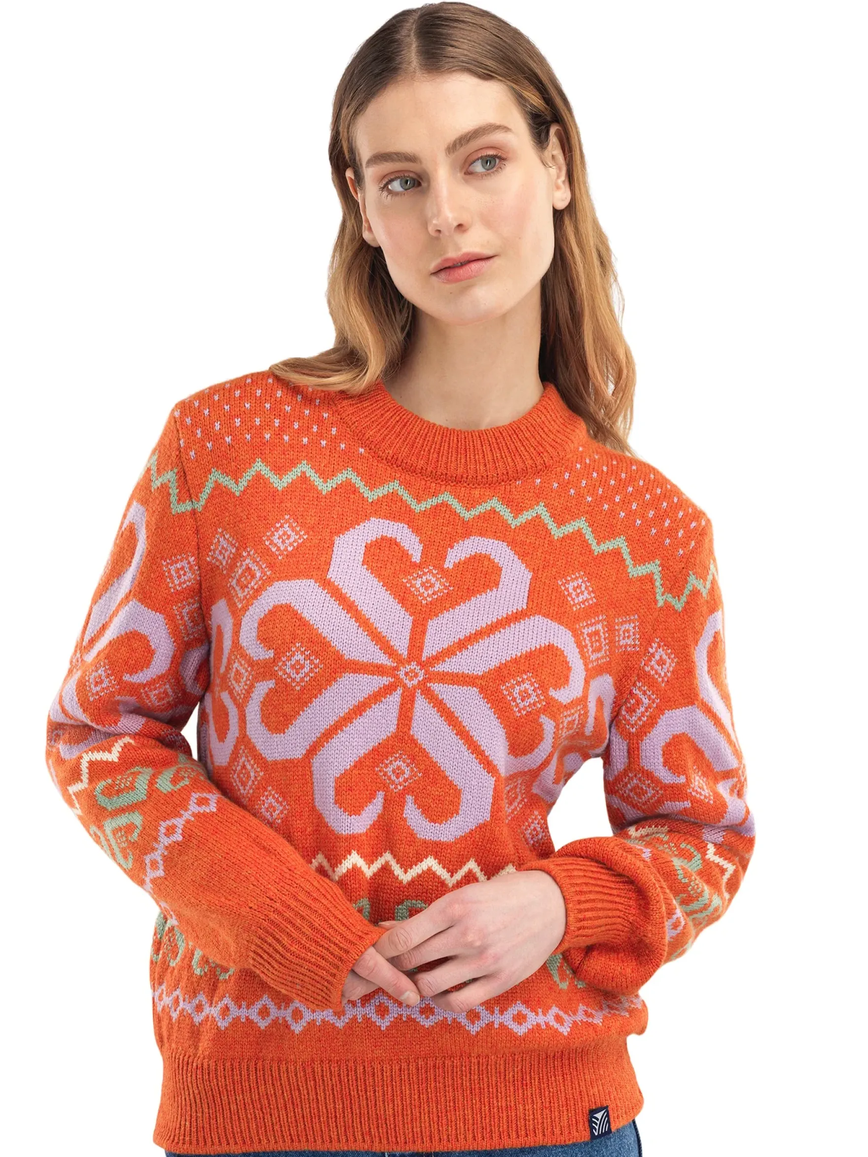 Dale of Norway Round Neck^Falkeberg Women's Sweater Orangemel Lavender Green Offwh