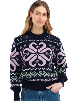 Dale of Norway Round Neck^Falkeberg Women's Sweater Navy Lavender Green Offwhite