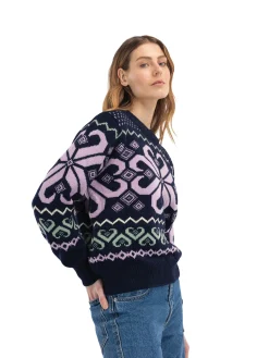 Dale of Norway Round Neck^Falkeberg Women's Sweater Navy Lavender Green Offwhite