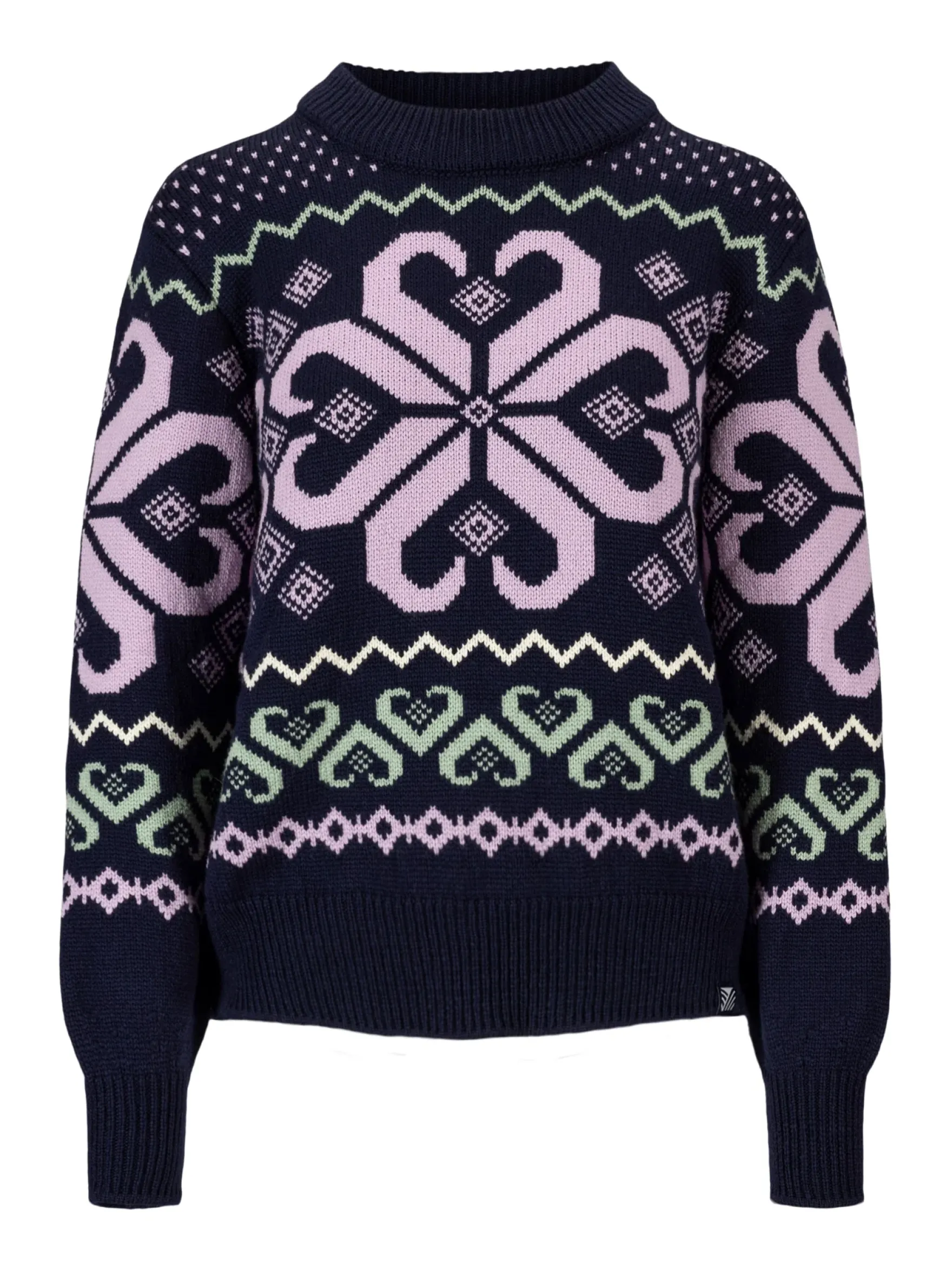 Dale of Norway Round Neck^Falkeberg Women's Sweater Navy Lavender Green Offwhite