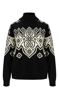 Dale of Norway Turtle-Neck^Falun Women's Sweater - Norwegian Wool Black Off White
