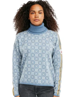Dale of Norway Turtle-Neck^Firda Women's Sweater - Merino Wool Blue Shadow Off White
