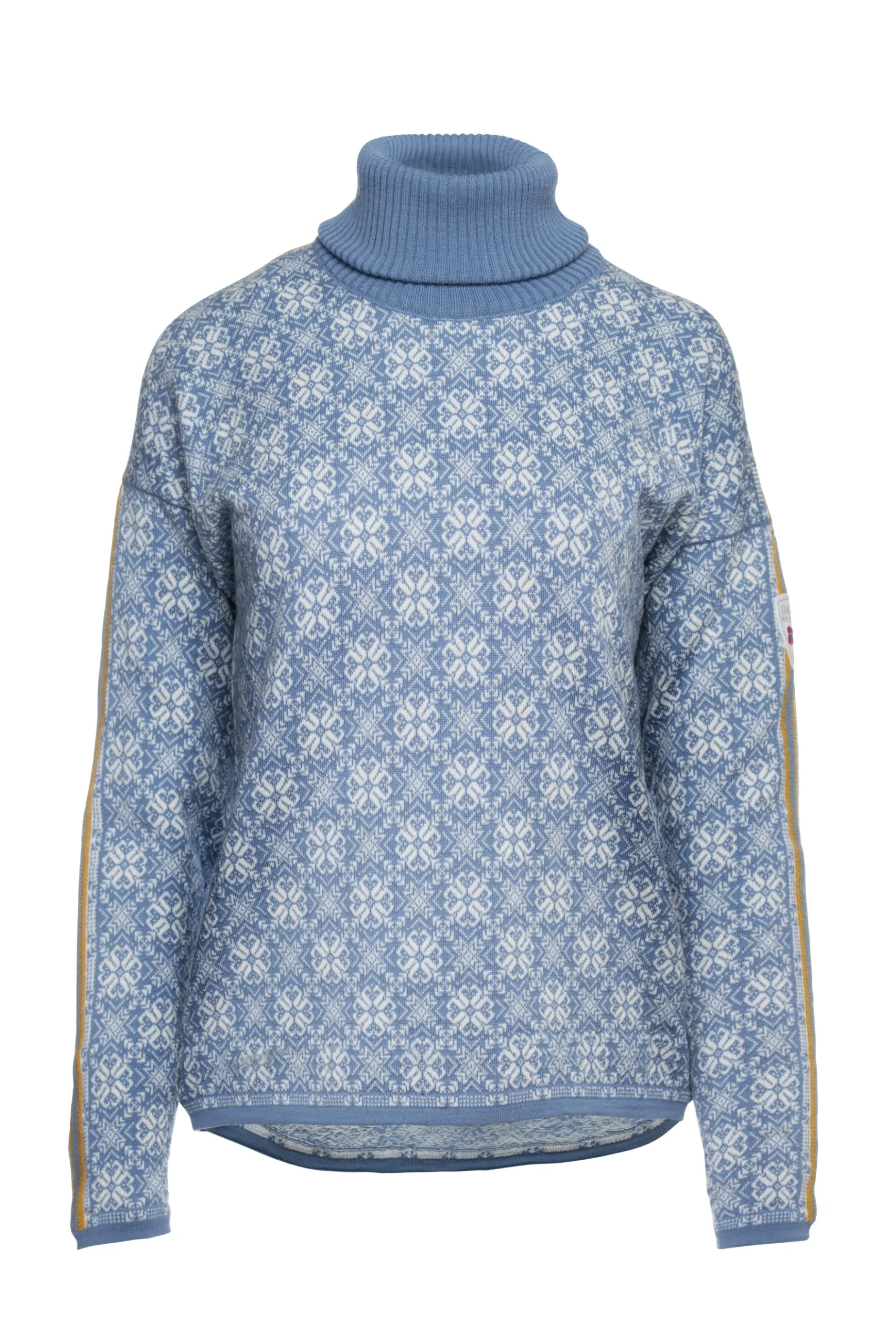 Dale of Norway Turtle-Neck^Firda Women's Sweater - Merino Wool Blue Shadow Off White