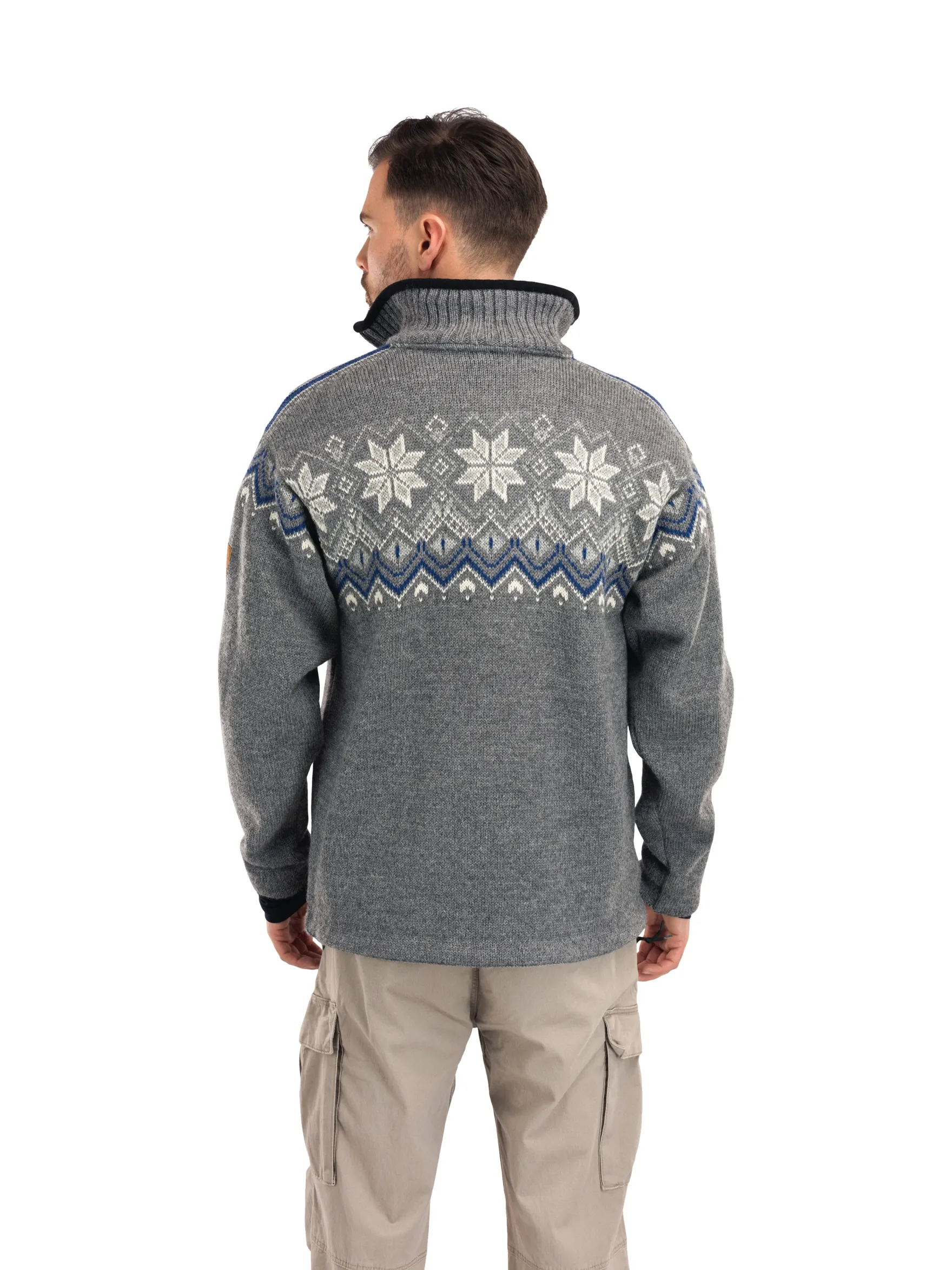 Dale of Norway Weatherproof^Fongen Weatherproof Men's Sweater - Norwegian Wool Smoke Offwhite Indigo Charcoal