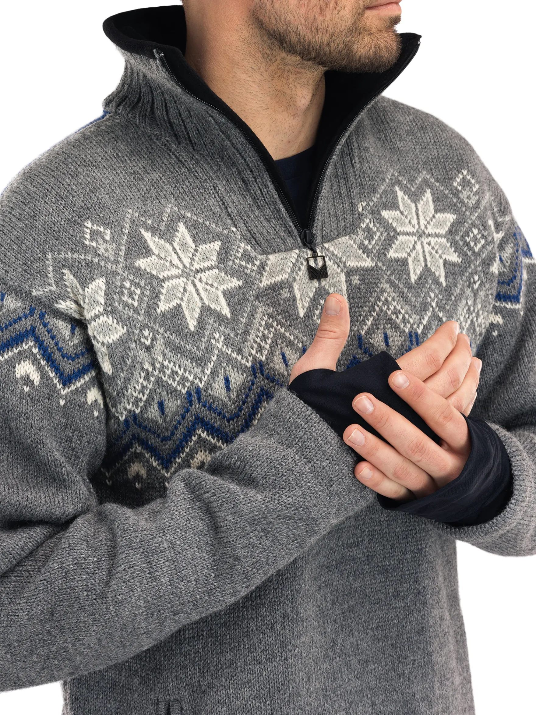 Dale of Norway Weatherproof^Fongen Weatherproof Men's Sweater - Norwegian Wool Smoke Offwhite Indigo Charcoal