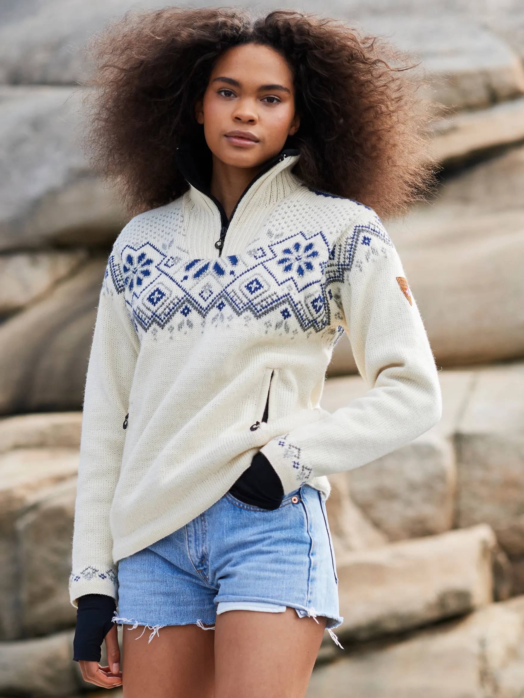 Dale of Norway Weatherproof^Fongen Weatherproof Women's Sweater - Norwegian Wool Offwhite Lightcharcoal Smoke