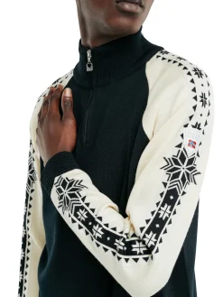 Dale of Norway Half-Zip^Geilo Men's Sweater - Merino Wool Black Off White