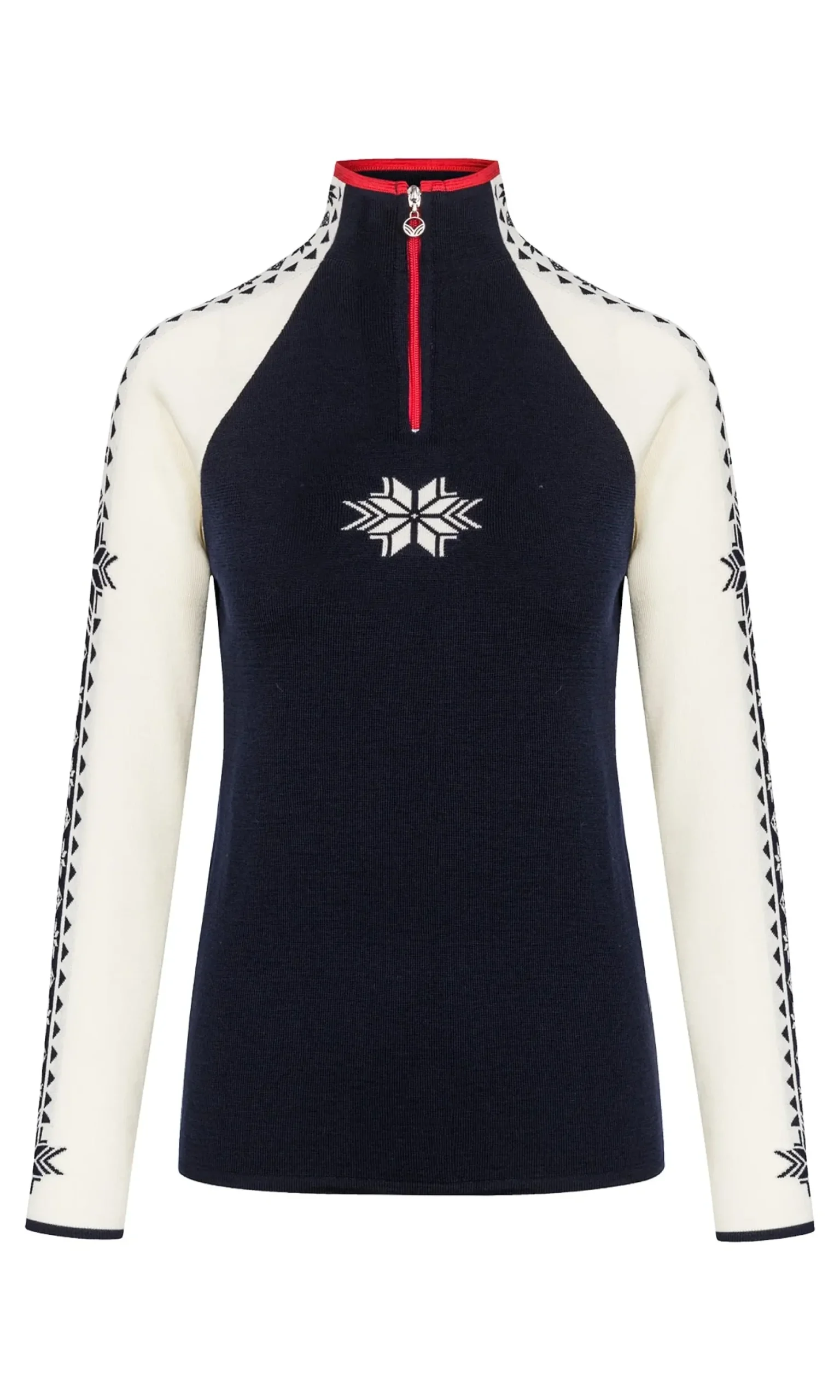 Dale of Norway Half-Zip^Geilo Women's Sweater - Merino Wool Navy Offwhite Raspberry