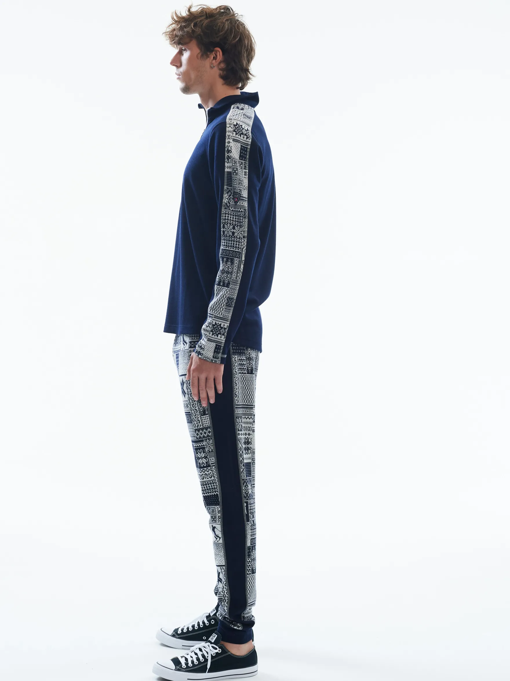 Dale of Norway Next-To-Skin^History Basic Men's Sweater - Superfine Merino Navy Offwhite