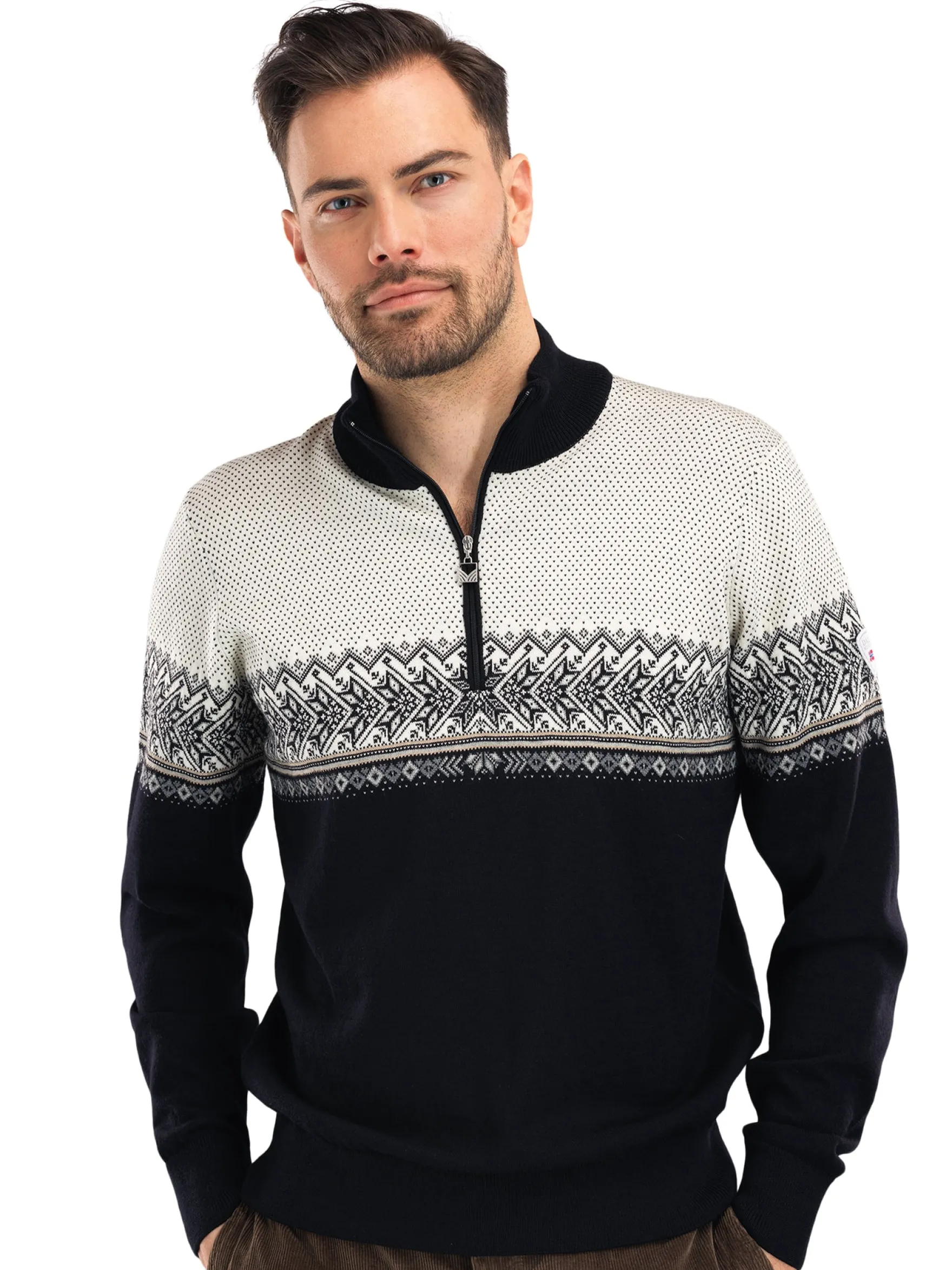 Dale of Norway Half-Zip^Hovden Men's Sweater - Merino Wool Black Lightcharcoal Smoke