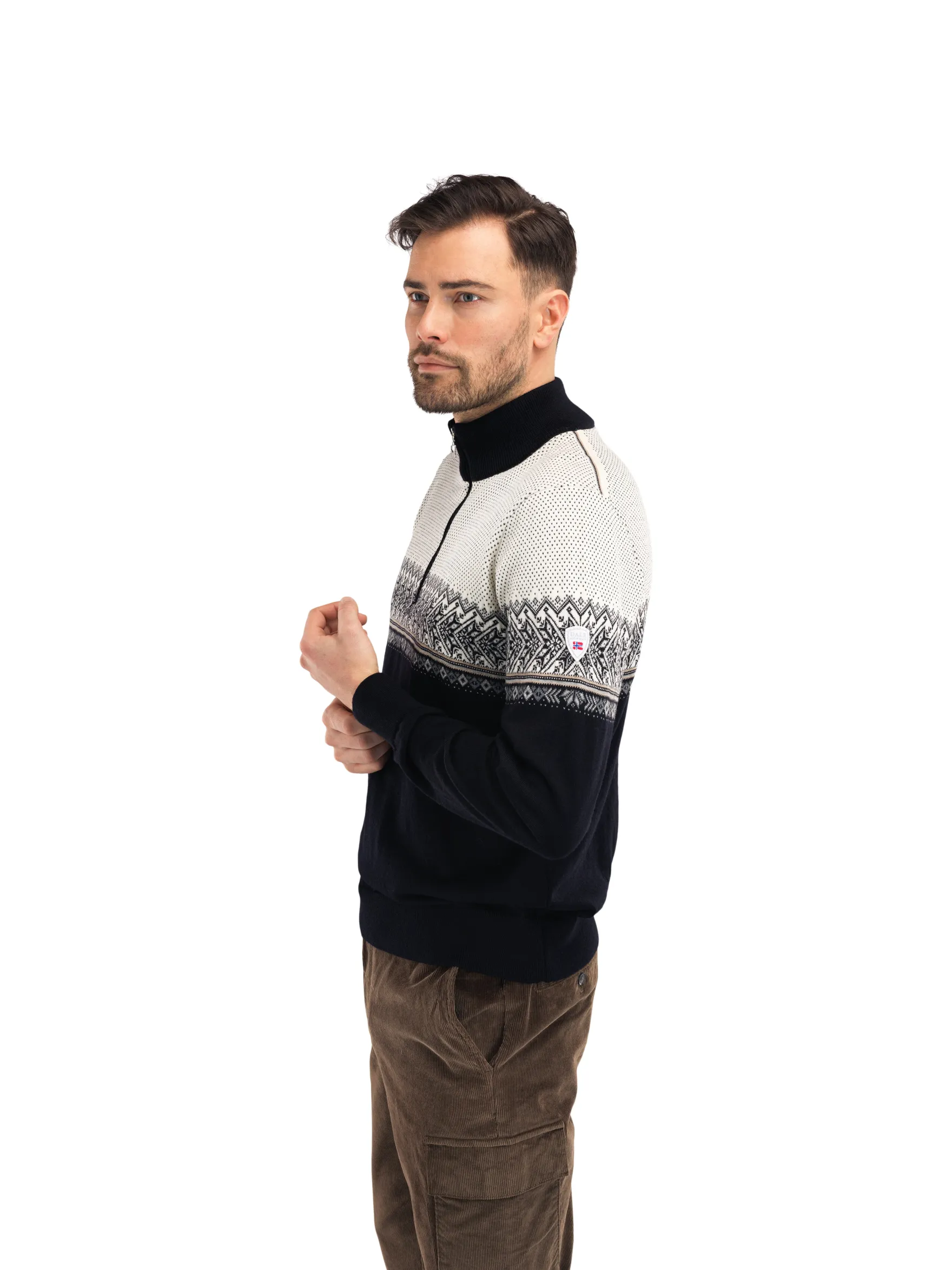 Dale of Norway Half-Zip^Hovden Men's Sweater - Merino Wool Black Lightcharcoal Smoke