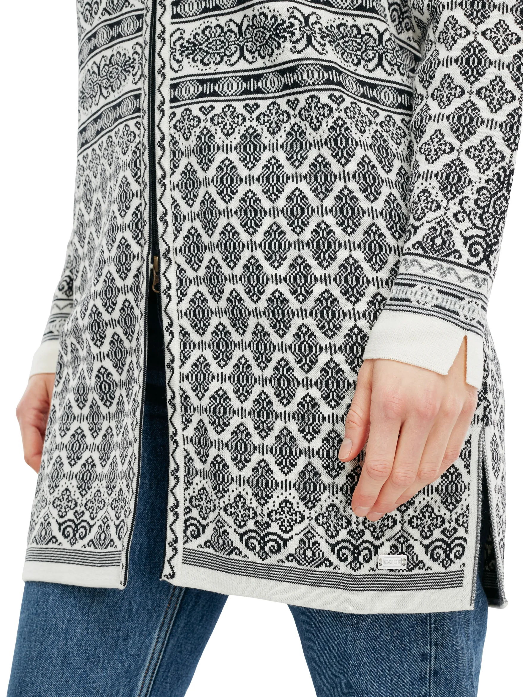 Dale of Norway Long Jackets^Ingeborg Women's Jacket - Merino Offwhite Black Grauvig. Smoke