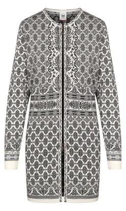 Dale of Norway Long Jackets^Ingeborg Women's Jacket - Merino Offwhite Black Grauvig. Smoke