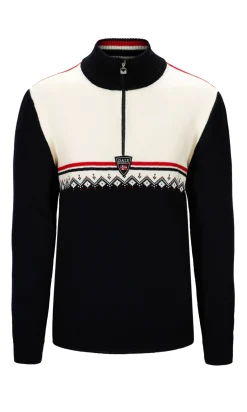 Dale of Norway Half-Zip^Lahti Men's Knit Sweater Navy Off White Raspberry