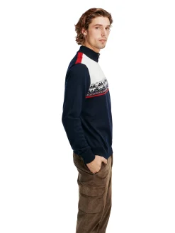 Dale of Norway Half-Zip^Liberg Men's Sweater Navy Offwhite Raspberry