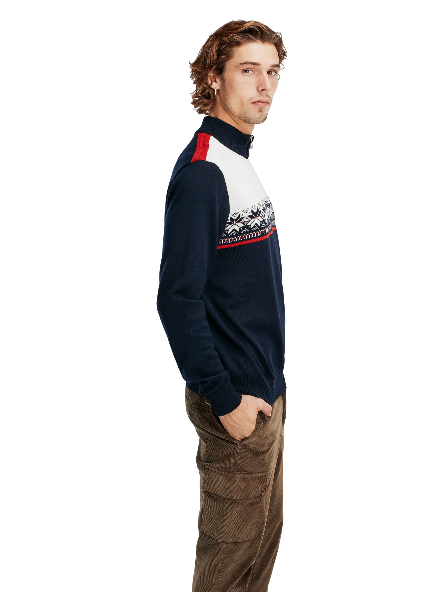 Dale of Norway Half-Zip^Liberg Men's Sweater Navy Offwhite Raspberry