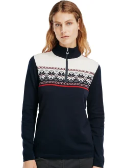 Dale of Norway Half-Zip^Liberg Women's Sweater Marine Raspberry Offwhite