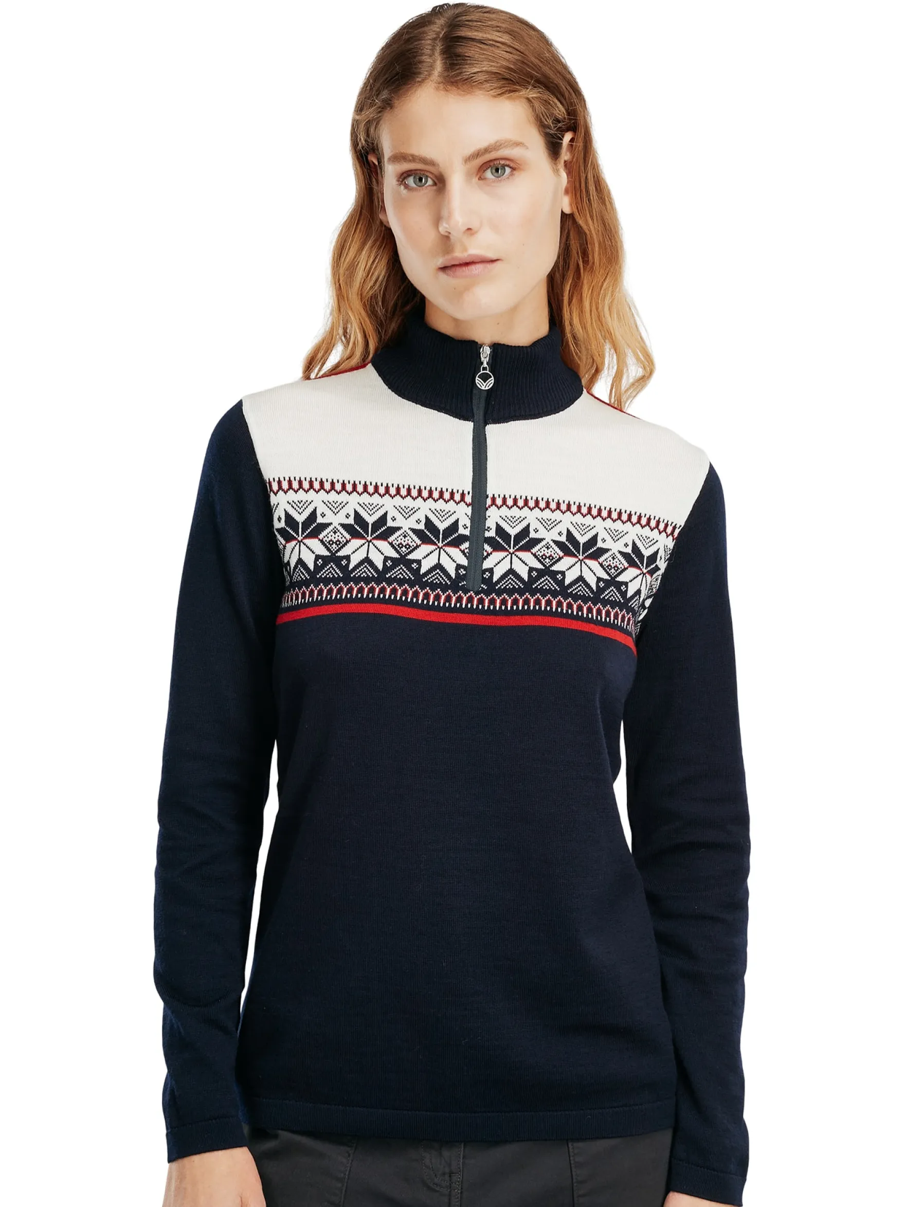 Dale of Norway Half-Zip^Liberg Women's Sweater Marine Raspberry Offwhite